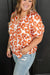 Blusa de manga corta con cuello con estampado floral de estampado floral de talla de talla grande