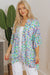 Boho White Boho Floral Impres. Rinestona 3/4 manga abierta Kimono