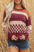 Blocco a scacchi marrone a scacchi maglione a goccia a maglia