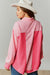 Peach Blossom Two Tone Contrast Waffle Knit Botoned Loose Chacket
