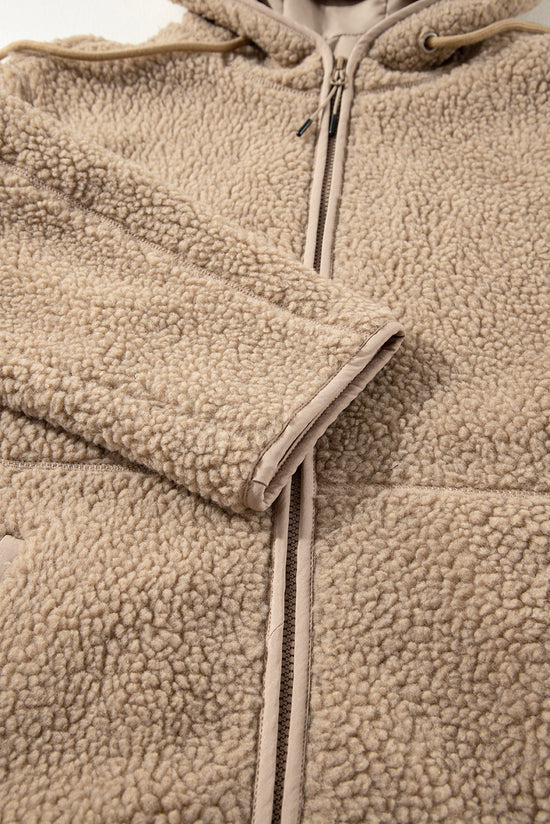 Pale Khaki Fleece zip up up cordon de casse-cordon