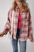 Pink Pink Plaid Treid Chacket de manga larga de bolsillo de bolsillo