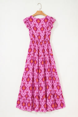 Robe maxi à manches à volants à volants à volants