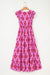 Bonbon Retro Print Twisted Front Ruffled Sleeve Maxi Dress