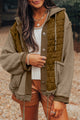 Beige Quilted Textured Patchwork Loose Fit Hooded Jacket