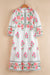 Robe longue blanche à imprimé floral et demi-bouton col mandarin manches 3/4