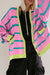 Striscia rosa colorblock goccia con spalla abbottonata cardigan