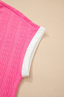 Set di 2 pantaloncini con coulisse a T larghi con bordi in blocchi di colore testurizzati rosa brillante