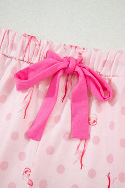 Contraste de impresión floral Pipping Pajamas Set de pijama