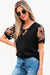 T-shirt à col état-pied en dentelle Black Flora