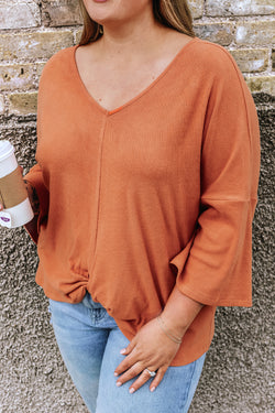 Fiamma dorata Plus Size Twist Hem Grena a costola della manica del braccialetto