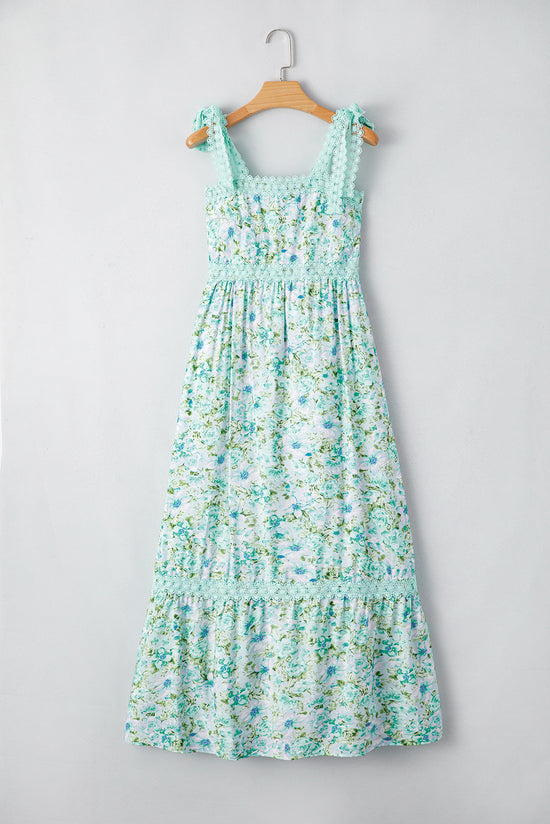 Vestito maxi in pizzo floreale in pizzo verde