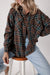 Papas de estampado de estampado a cuadros Brown Chaqueta abotonada