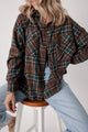 Papas de estampado de estampado a cuadros Brown Chaqueta abotonada