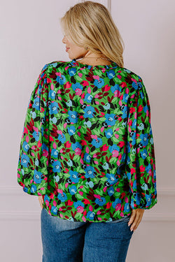 Green Plus size Floral Blobble manica a V Cliente