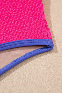 Patchwork Blocco a colori blu islandese con costume da bagno a un pezzo