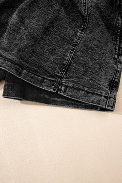 Pantalones cortos de mezclilla de cintura alta en cordón negro