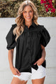 Camicia sciolta nera nitida manica