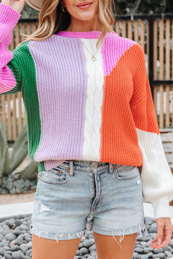 Desert Gold Color Block Tagued Knit Drop Scala sciolta