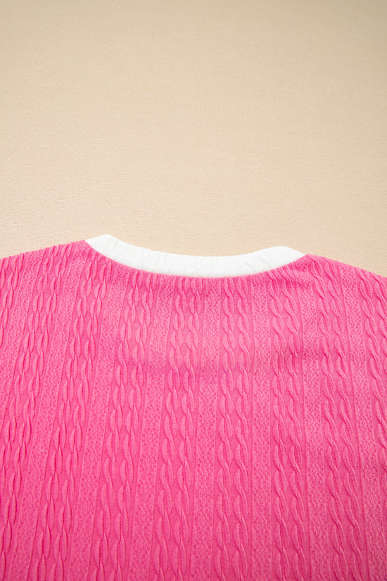 Ensemble 2 pièces de short à cordon de serrage avec bordure en bloc de couleur texturé rose vif