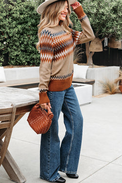 Khaki Aztec Stampa colorblock Equipa