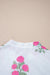 Robe longue blanche à imprimé floral et demi-bouton col mandarin manches 3/4