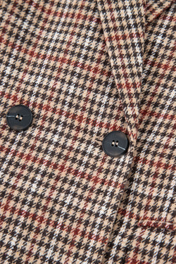 Blazer de collar de solapa de pecho de pecho marrón