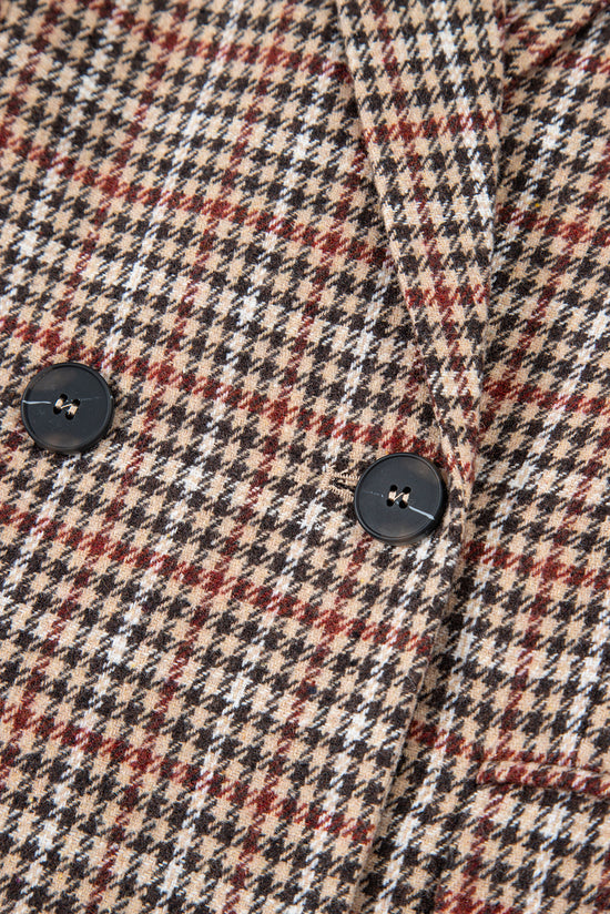 Blazer de collar de solapa de pecho de pecho marrón