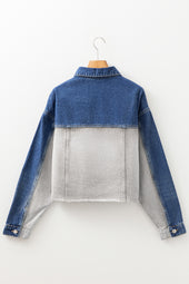 Dusk Blue Block Block Patchwork Dettagli Dettaglio Giacca denim