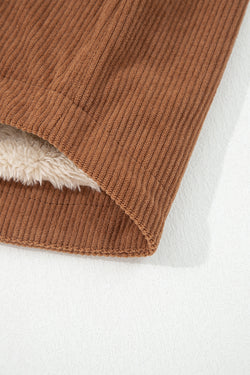 Tasche a flapa abbottonato riveciate in pile di cannella giacca a vellutoia