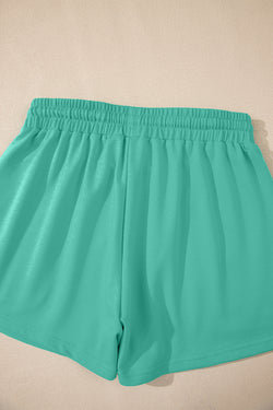Meadow Mist Green Solid Sole Lo suelto V Neck Media manga y pantalones pantalones cortos