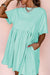 Vestido de babydoll de borde crudo de color sólido azul cielo