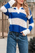 Stripe blu a strisce colorblock polo collare uncinetto maglia a maglia