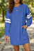Fiery Red Varsity Contrast Banded Sleeve Shift Sweatshirt Dress
