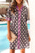 Blue Striped Trim Short Sleeve Vintage Floral Shift Dress