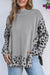 Chaqued Leopard High Neck Latern Slit Sweater de grandes dimensões