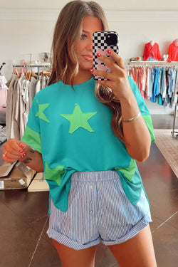 Camiseta de gran tamaño de la estrella de mezclilla de mezclilla de mezclilla aruba