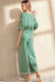 Canton Contrast Trim Half Sleeve Top Drawstring Pants Loose 2pcs Sweater Suit