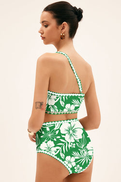 Ensemble de bikini à la taille haute de l'imprimé floral vert