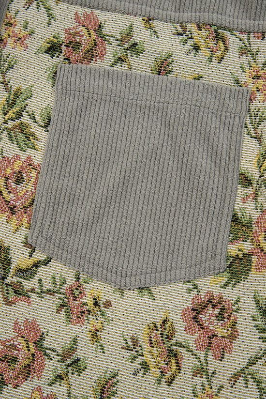 Giacca da camicia floreale retrò a costola di argilla