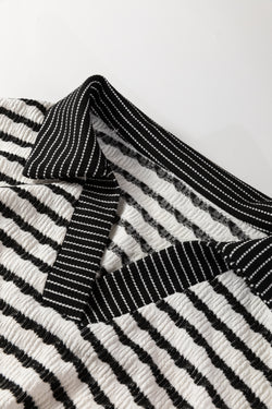 Top pullover con colletto a strisce bianche e set di pantaloni da coda