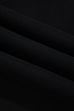 Black Solid Collared Sweatshirt and High Waist Pants Active Set