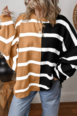 Blue Stripe Colorblock Sweater de grandes dimensões