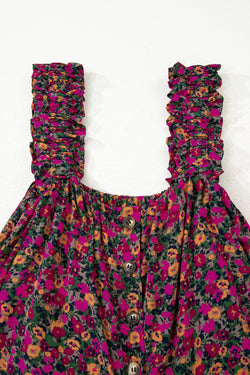 Rose boho tiras con tiras camiseta de tanque floral