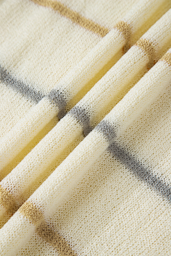 Maglione di spalla a filo a coste multicolori a strisce