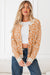 Khaki Leopard Drop Shoulder Chunky Knitted Cardigan Sweater