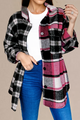 Black Plaid Colorblock Loose Chacket