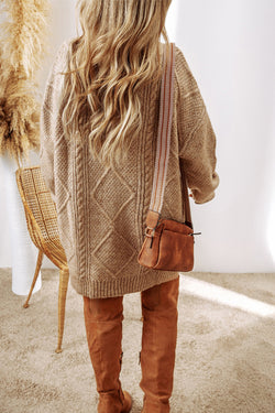 Robe de pull en vrac en tricot de câble à café