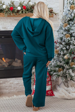 Skobeloff waffled con textured bordo grezzo patchwork 2 pcs set di pantaloni sciolti