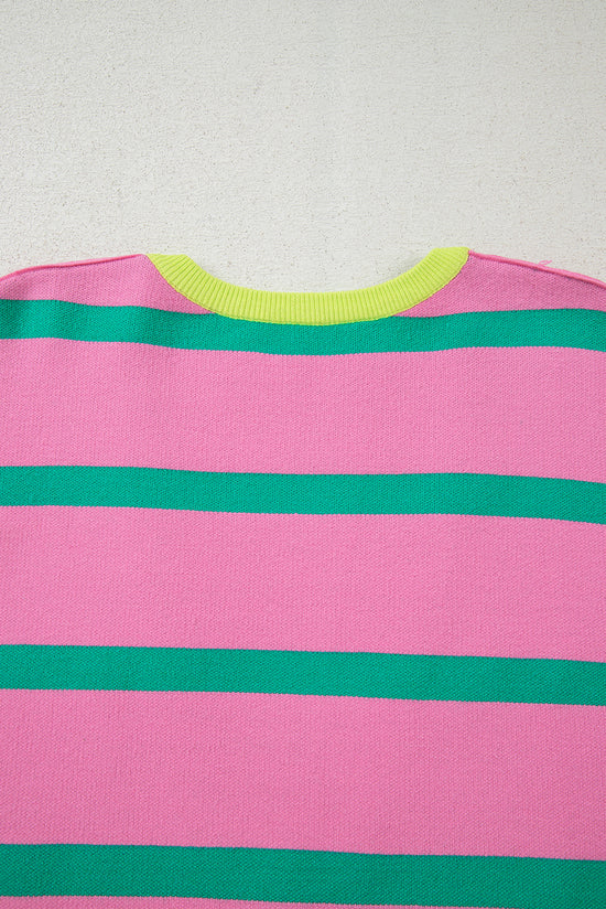 Striscia rosa colorblock goccia con spalla abbottonata cardigan